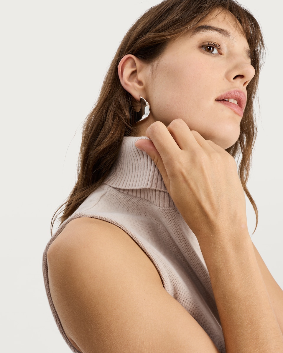 image 1 of F&F Seam Detail Roll Neck Sleeveless Co-ord Top in Cream