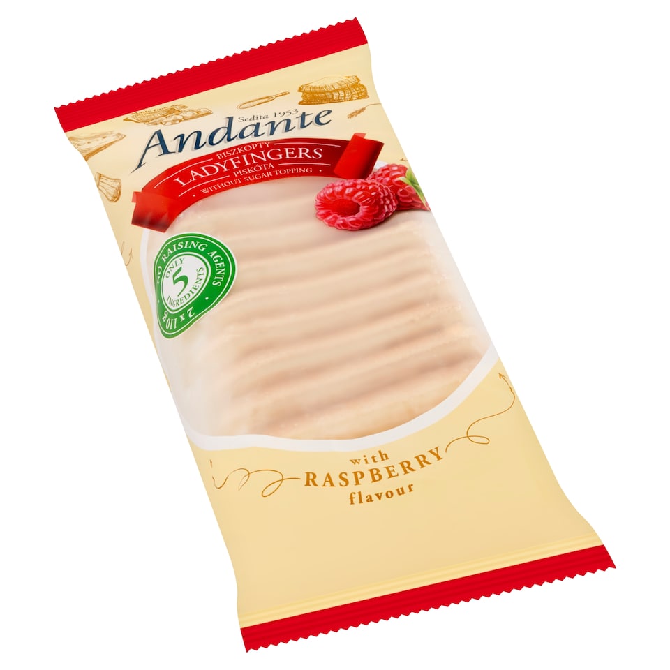 Andante Ladyfingers Sponge Cakes with Natural Raspberry Flavour 2 x 110 g (220 g)
