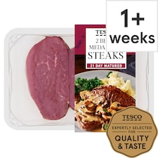 Tesco 2 Beef Medallion Steaks 340G