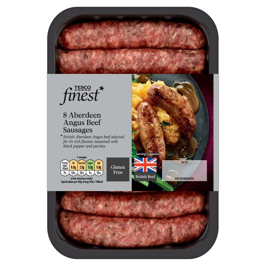 Tesco Finest 8 Aberdeen Angus Sausages 360G Tesco Groceries