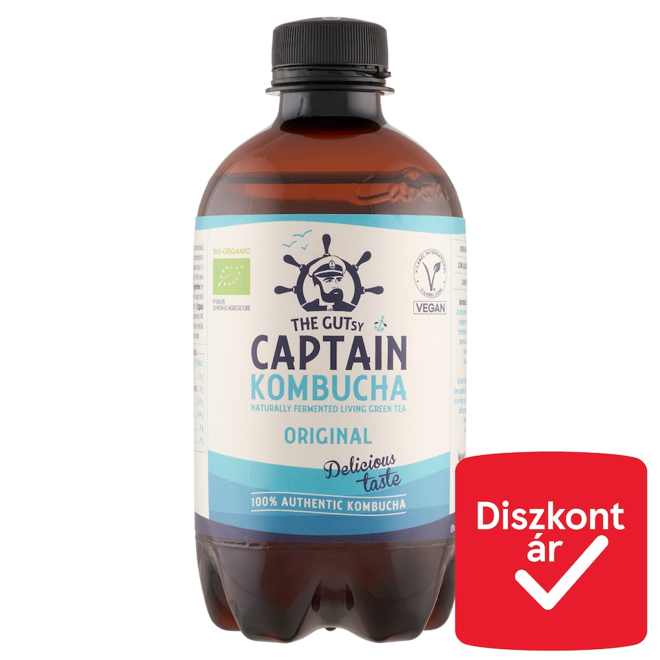 The Gutsy Captain Kombucha Original Organic Lightly Sparkling Fermented Green Tea Drink 400 ml