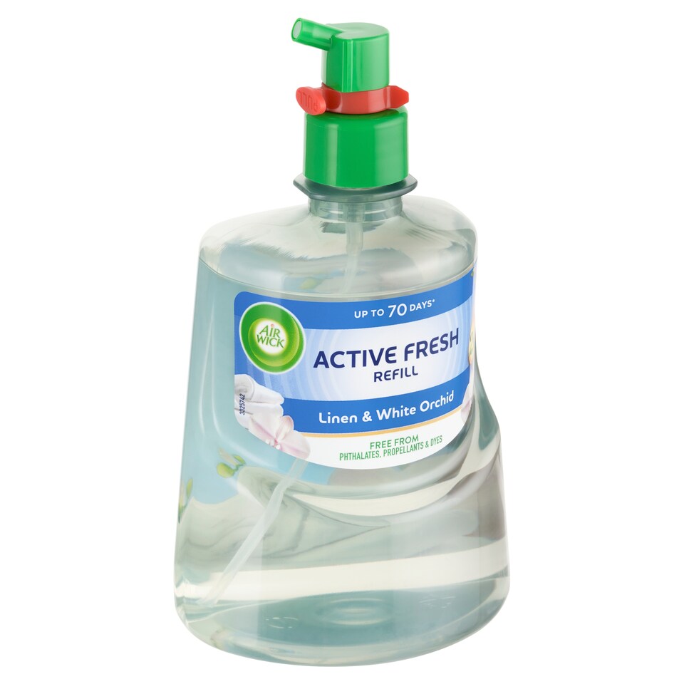 Obrázek 1 pro produkt Air Wick Active Fresh Náplň na vodní bázi do automatického difuzéru prádlo a bílá orchidej 228ml
