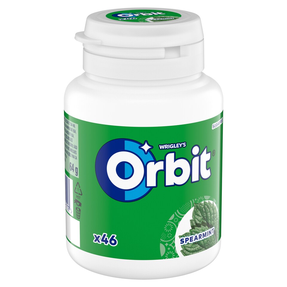 Wrigley's Orbit Spearmint Sugar Free Chewing Gum with Mint Flavor 46 pcs 64 g