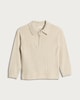 image 4 of F&F Boys Cable Knit Half Zip Polo in Cream