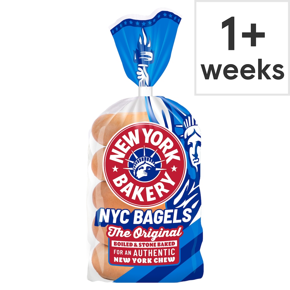 image 1 of New York Bakery Co The Original Plain Bagels 5 Pack