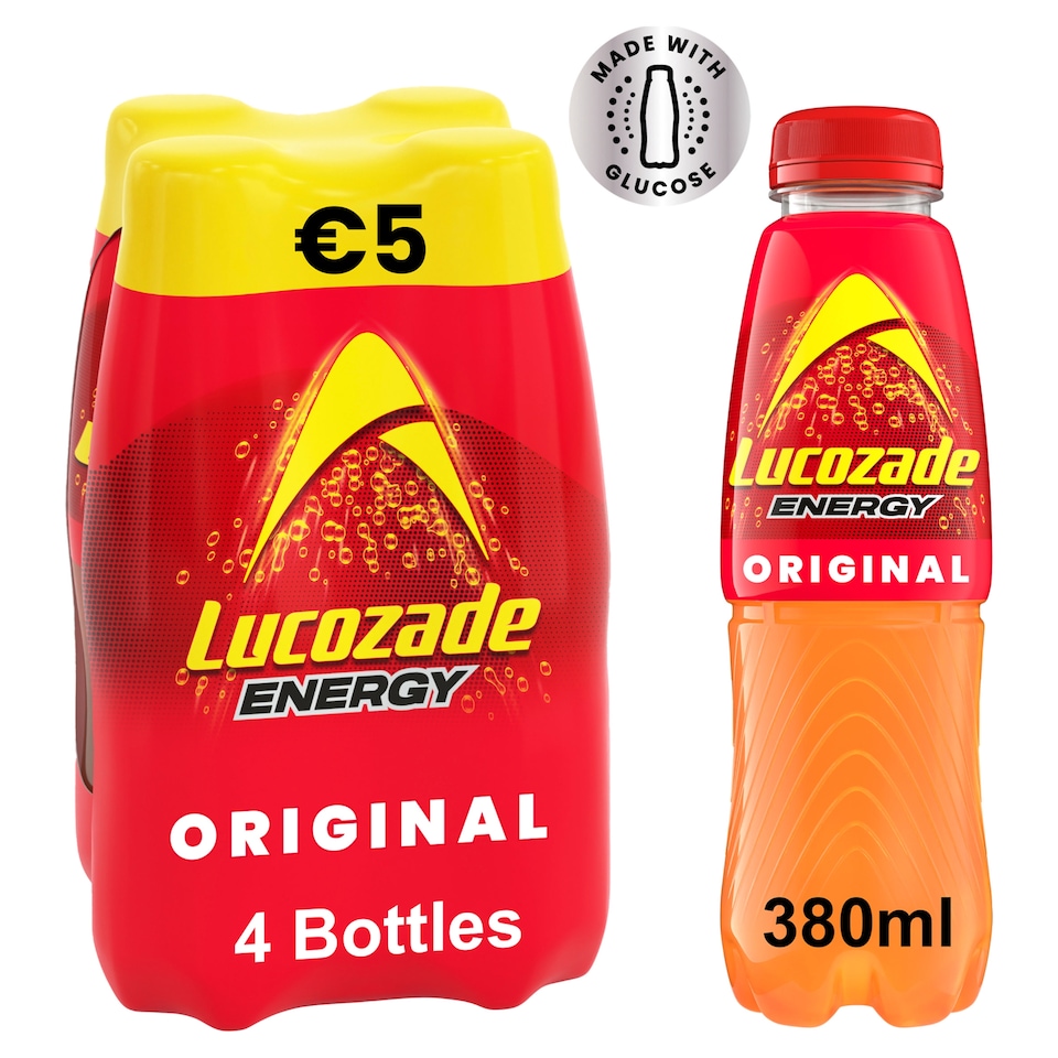 Lucozade Energy Original Drink 4pk 380ml PMP