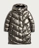 image 4 of F&F Girls Metallic Chevron Quilted Hooded Water Resistant Coat in Grey