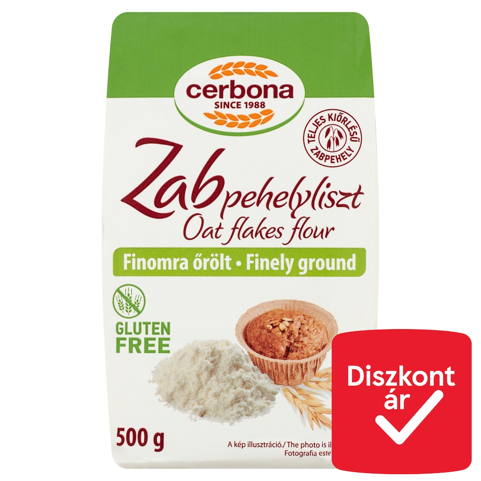 Cerbona gluténmentes finomra őrölt zabpehelyliszt 500 g