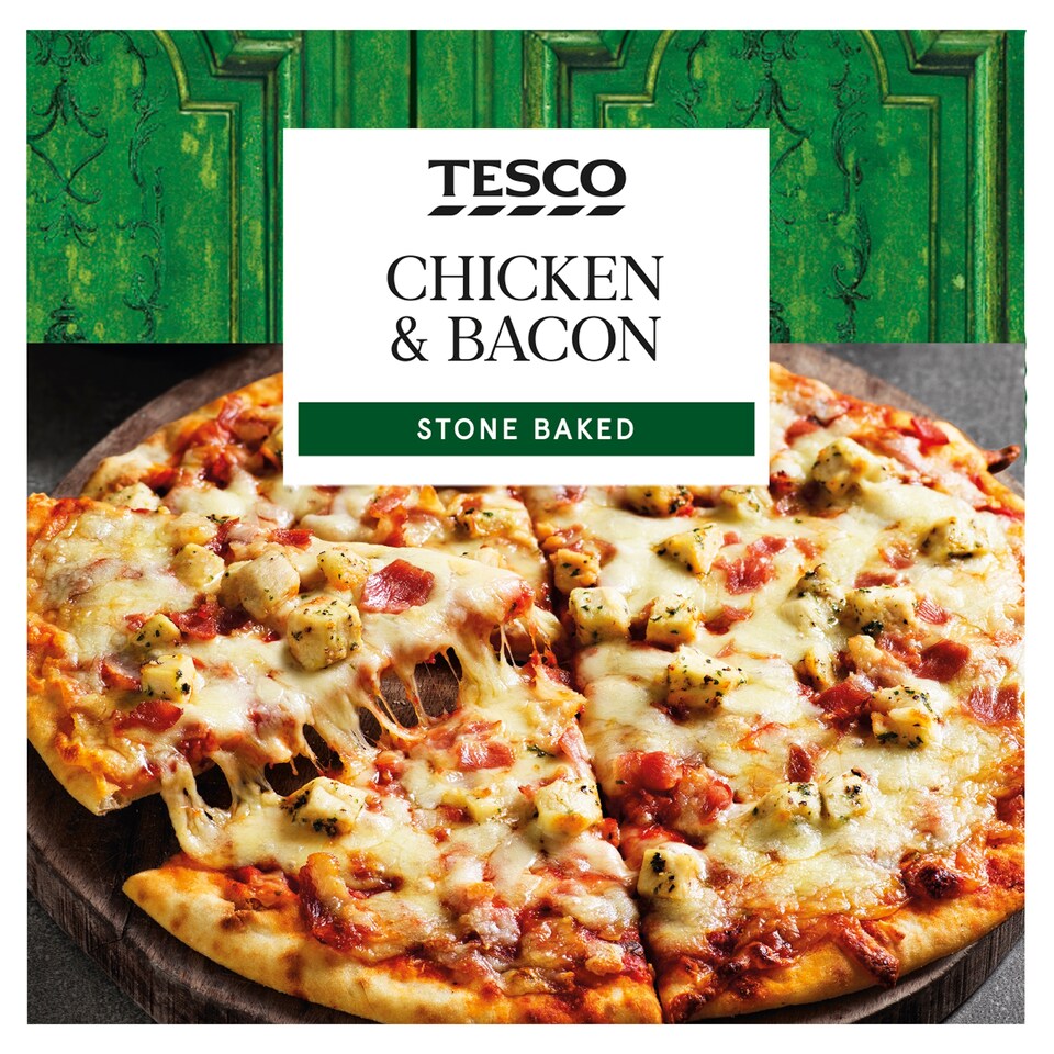 Tesco Stonebaked Chicken & Bacon Pizza 287G