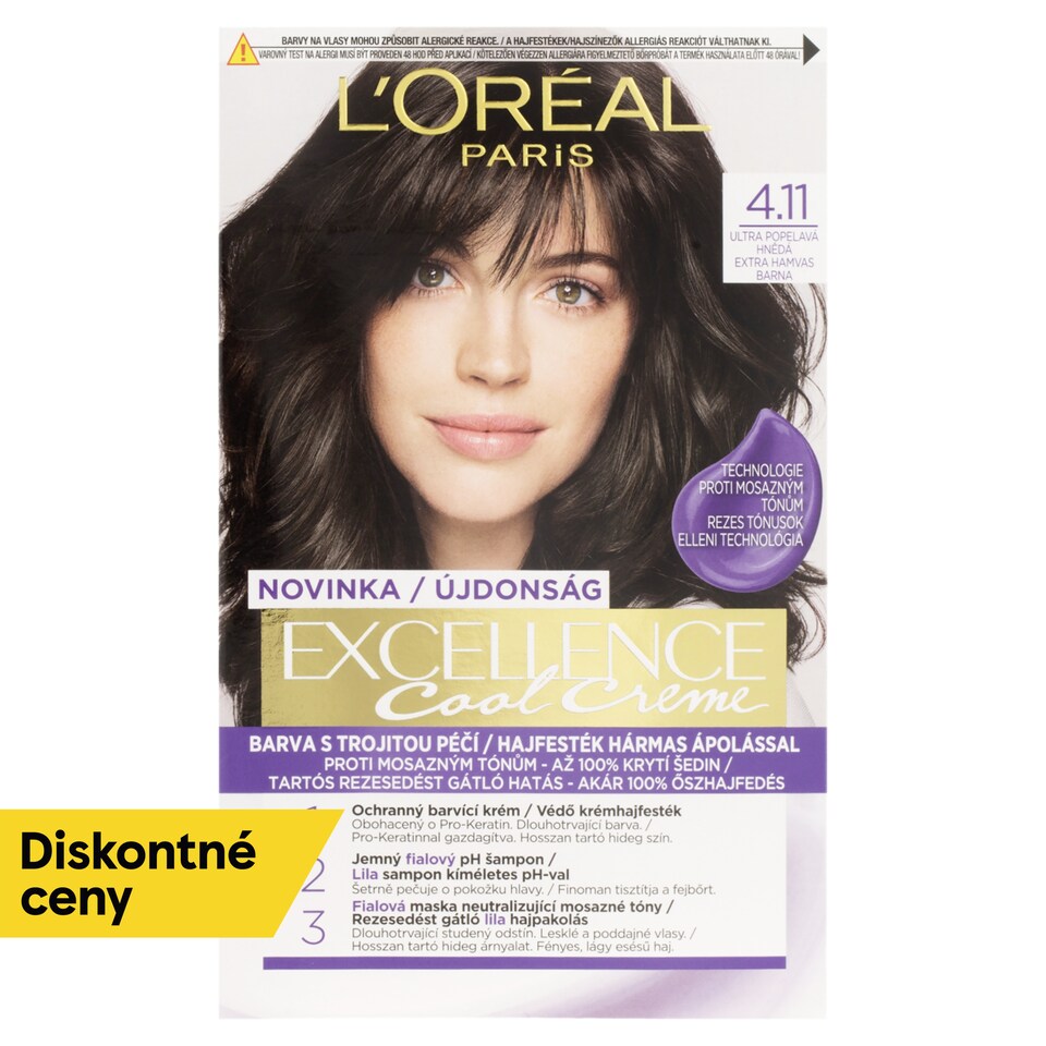 L'Oréal Paris Excellence Cool Creme permanentná farba na vlasy 4 .11 Ultra popolavá hnedá