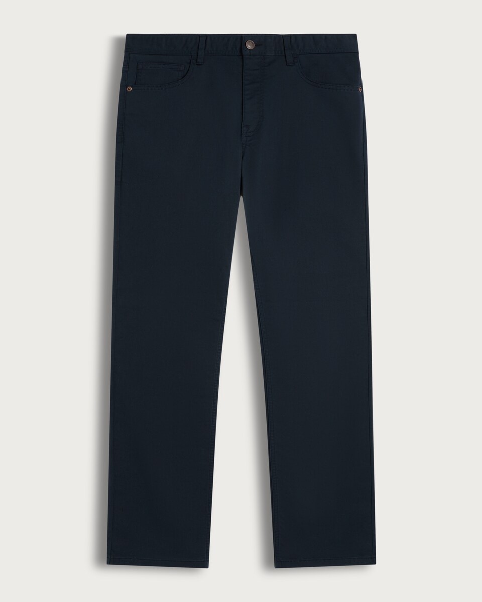 image 1 of F&F Cotton Rich Button Fly Trousers in Stone