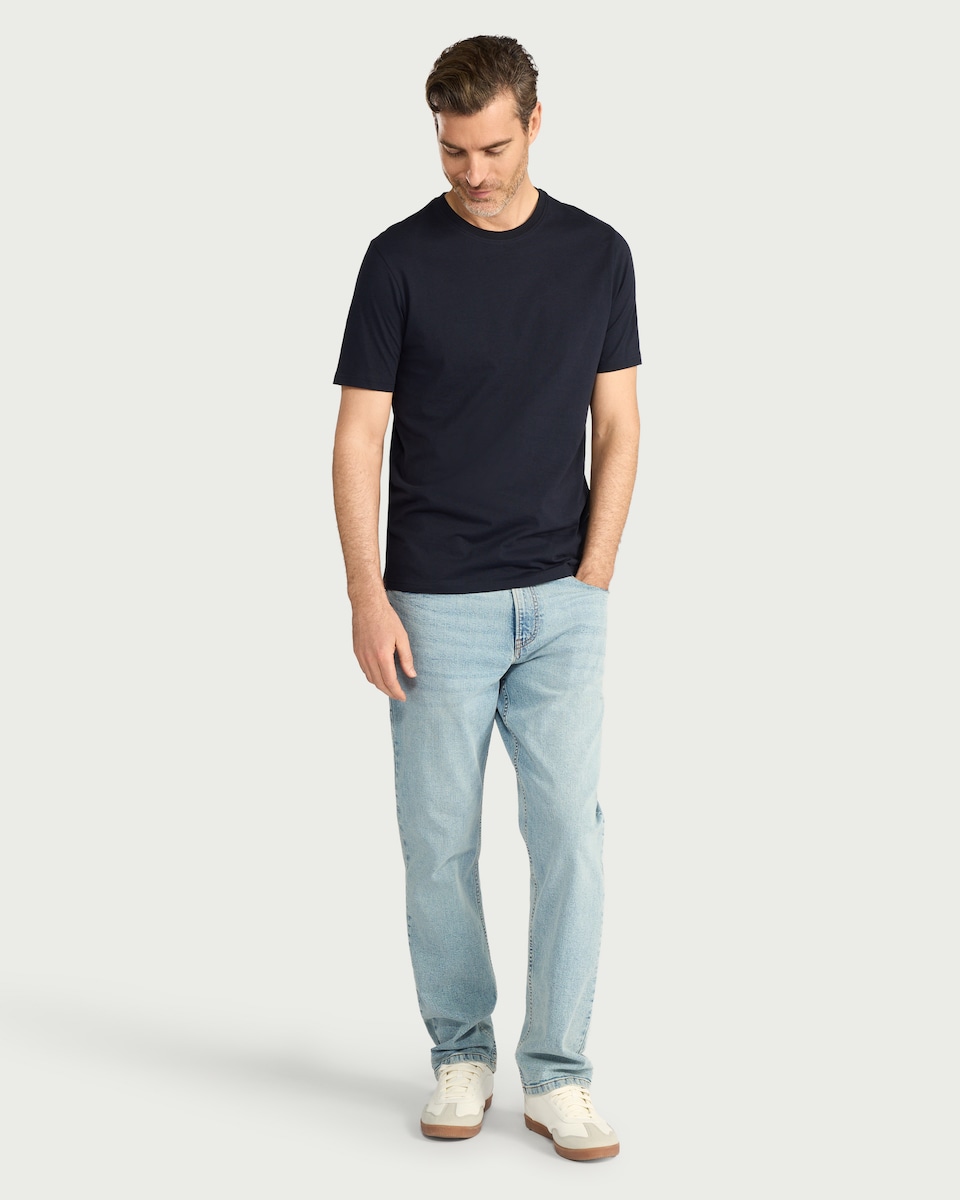 image 1 of F&F Pure Cotton T-Shirt in Navy
