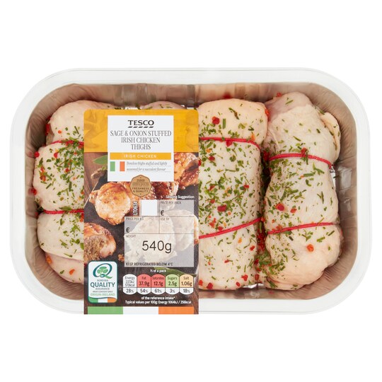 Tesco Sage And Onion Stuffed Chicken Thighs 540G Tesco Groceries
