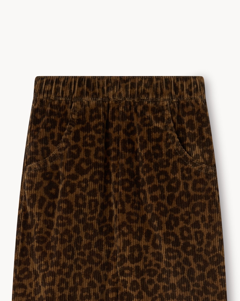 image 1 of F&F Girls Pure Cotton Leopard Print Corduroy Trousers in Multi Brown