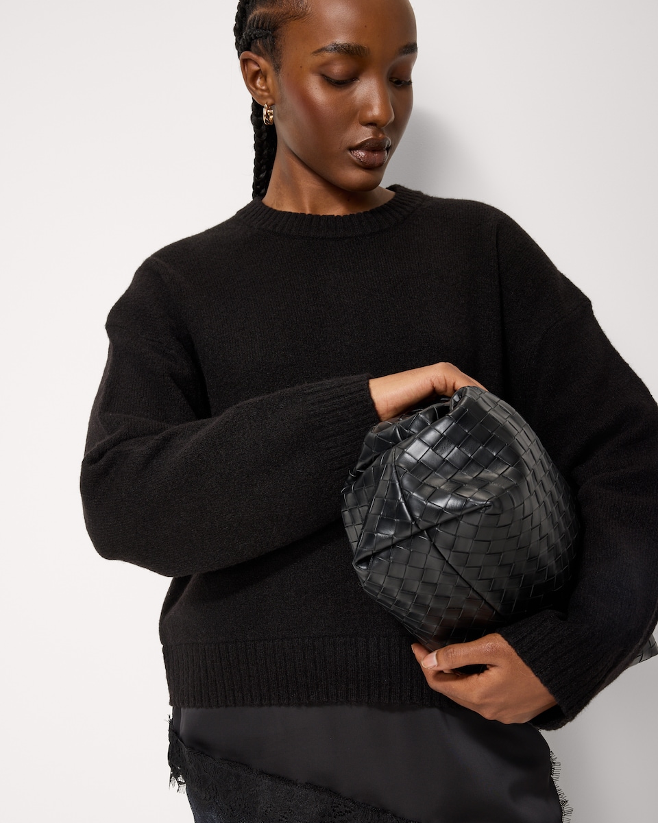 image 1 of F&F 2-In-1 Lace Detail Jumper in Black