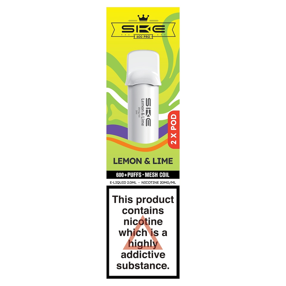 SKE 600 Pro Pods Lemon & Lime 20mg/2 ML X 2 Pods