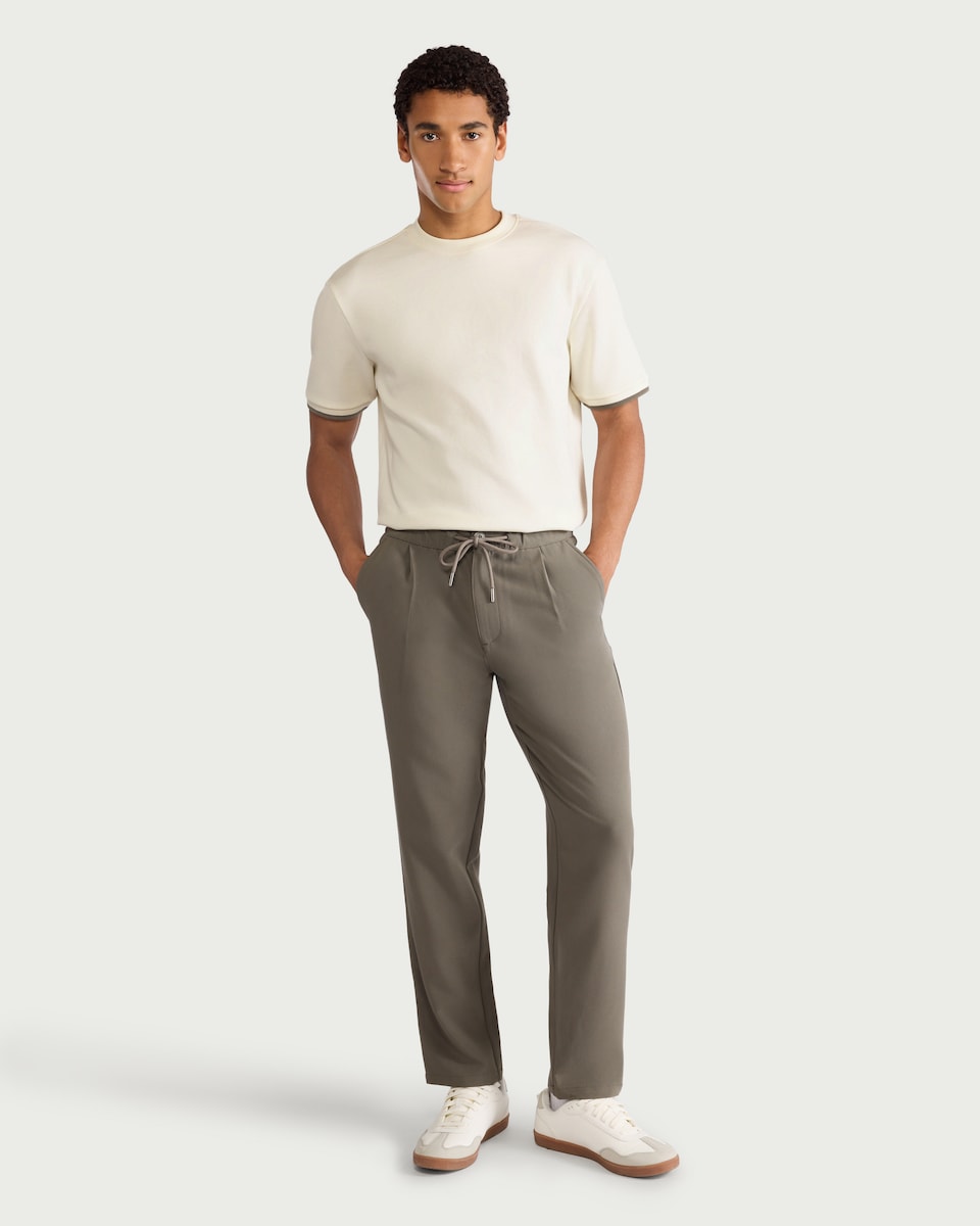 image 1 of F&F Textured Tipped Relaxed Fit T-Shirt in Ecru