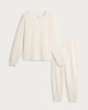 image 4 of F&F Fleece Cable Texutred Top and Cuffed Bottoms Pyjamas in Cream