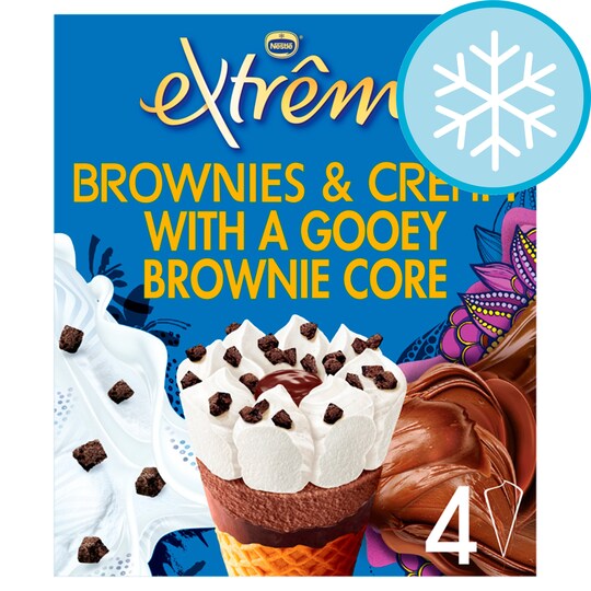Extreme Brownies & Cream Cones 4 X 115Ml Tesco Groceries