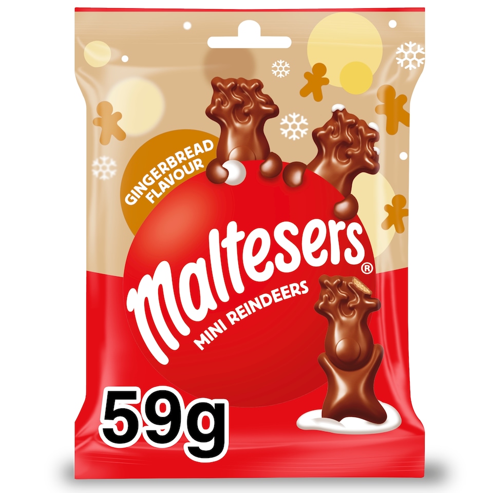 Maltesers Milk Chocolate Gingerbread Mini Reindeers 59g