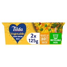 Tilda Pots Vegetable Long Grain Rice 2 x 125g