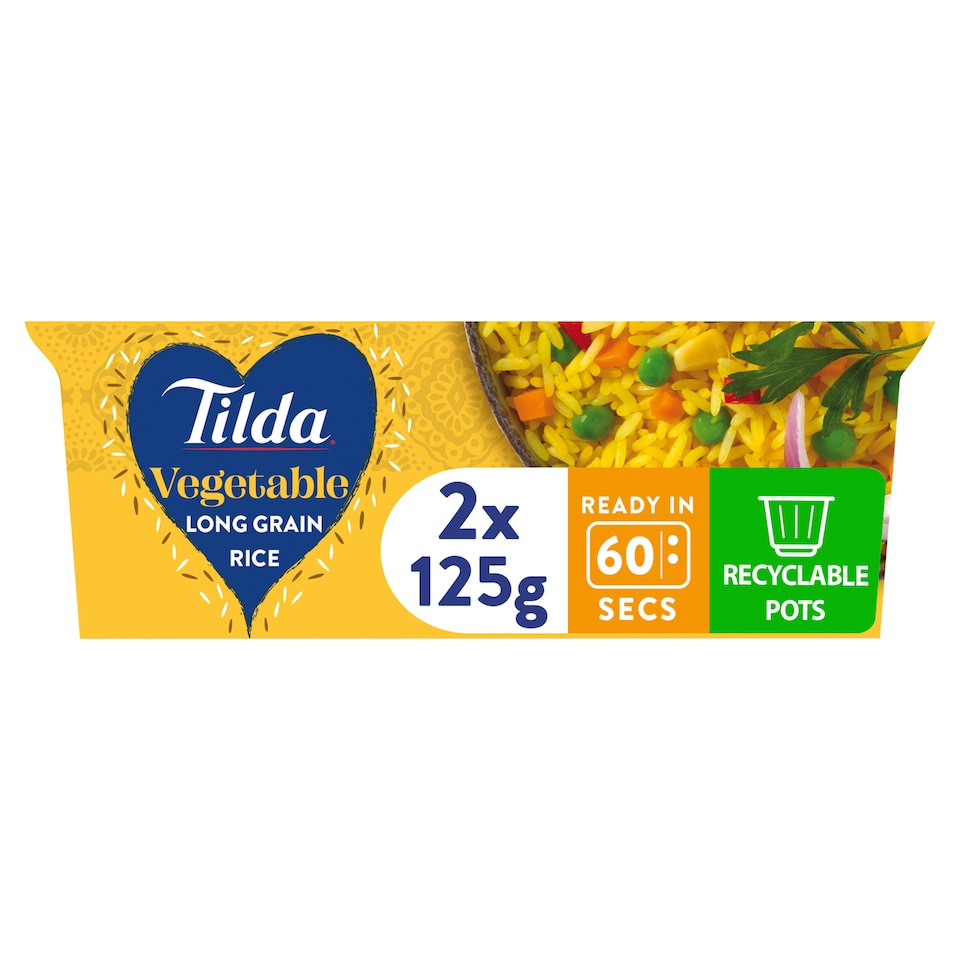 Tilda Pots Vegetable Long Grain Rice 2 x 125g