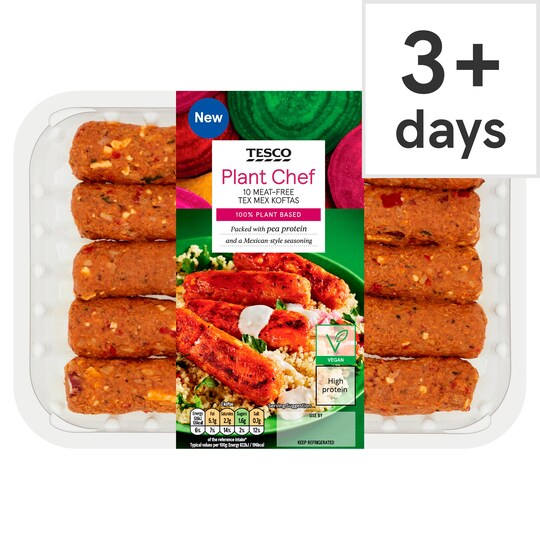 Tesco Plant Chef 10 Meat Free Tex Mex Koftas 350G Tesco Groceries