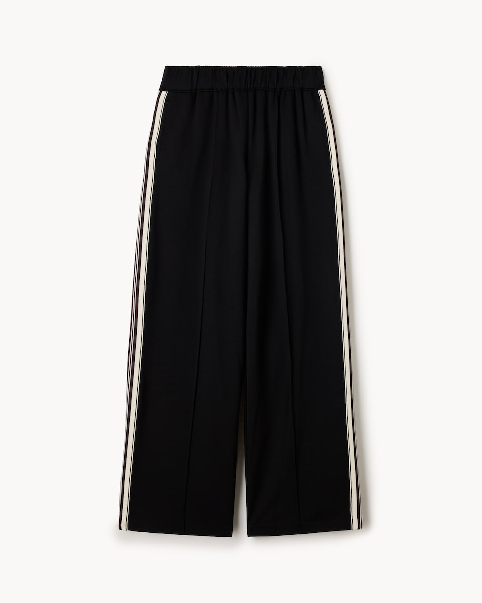 image 1 of F&F Side Stripe Wide Leg Trousers in Black