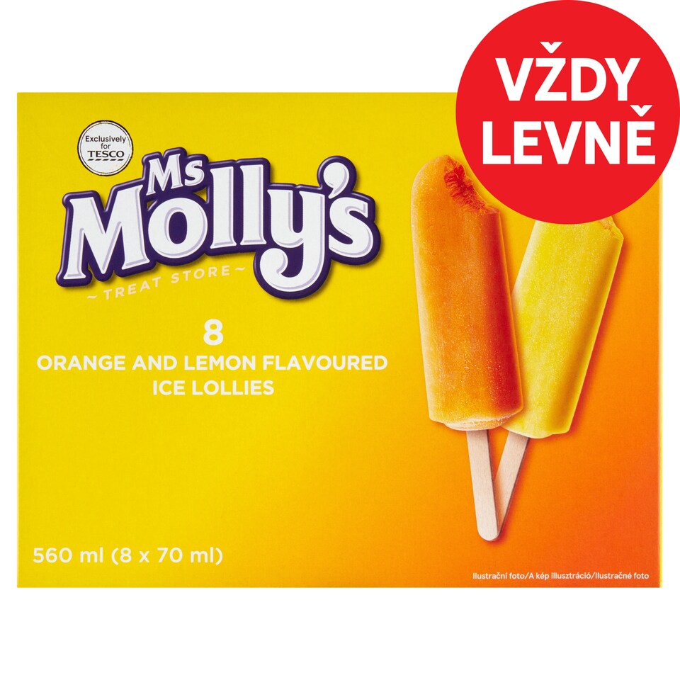 Ms Molly's Lemon & Orange Flavoured Frozen Cream 2 x 4 x 70ml (560ml)