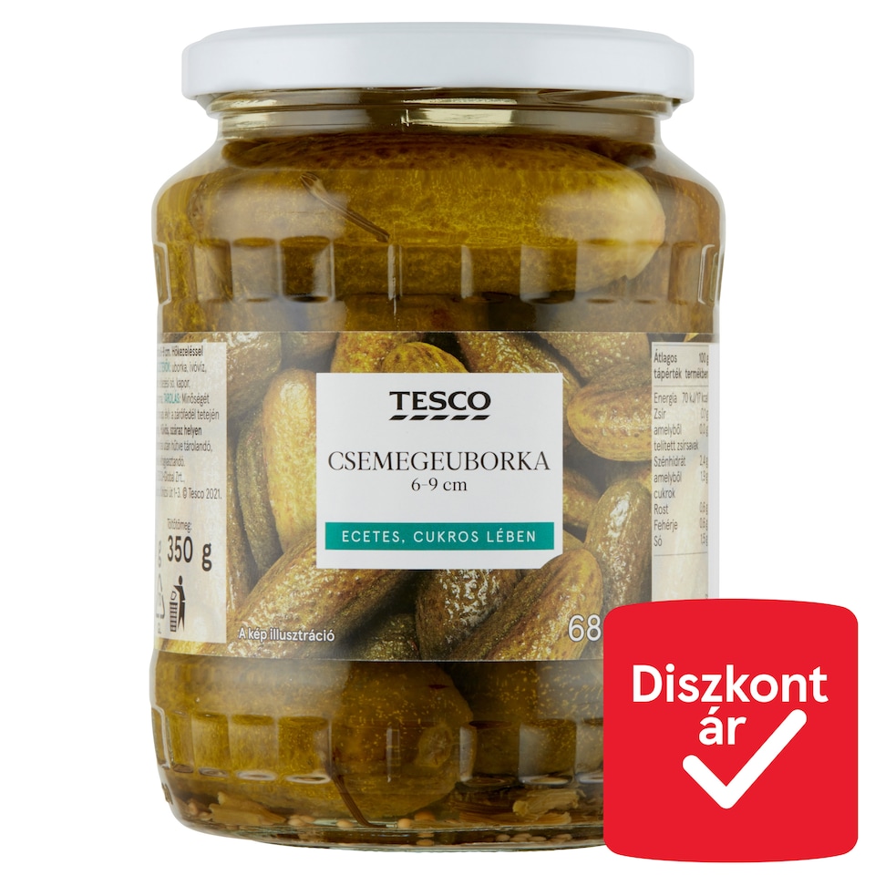 Tesco Pickled Gherkins in Sweet Brine 6-9 cm 680 g