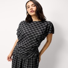 F&F Checked Co-ord Blouse in Multi Black