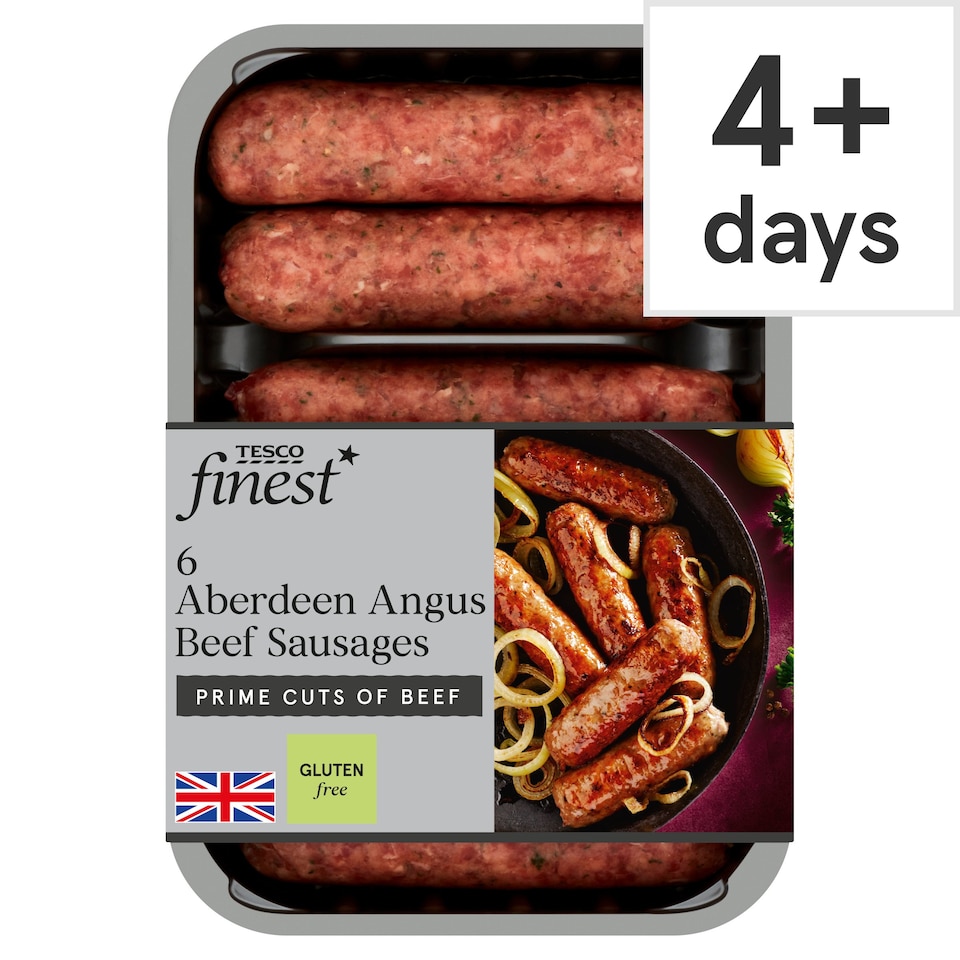 Tesco Finest 6 Aberdeen Angus Beef Sausages 340G