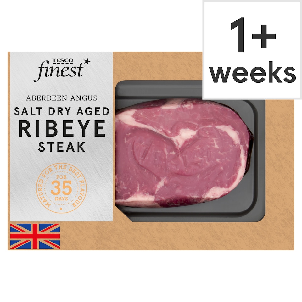 Tesco Finest AA Salt Dry Aged Beef Ribeye Steak 350g