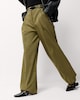 image 3 of F&F Pleated Wide Leg Belted Trousers in Khaki
