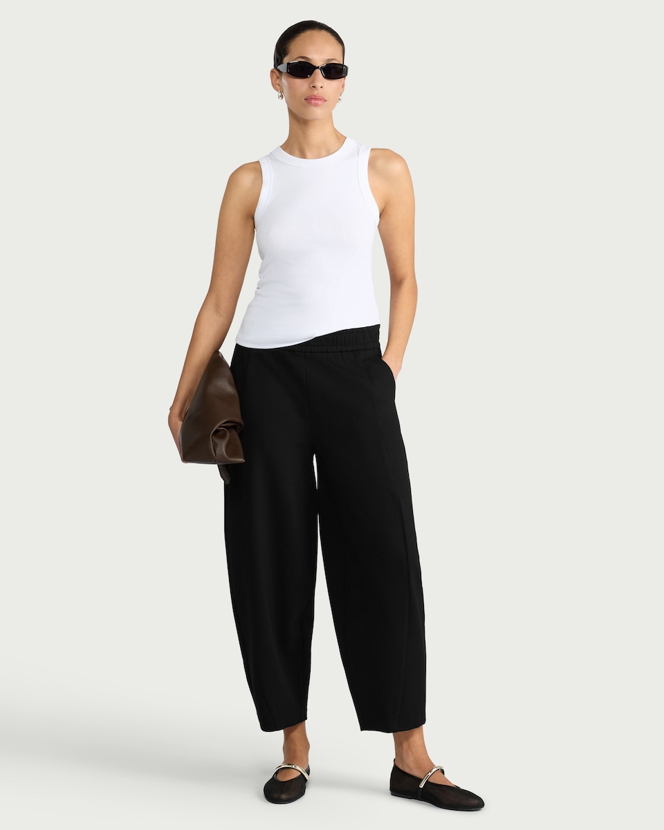image 1 of F&F Ponte Barrel Leg Trousers in Multi