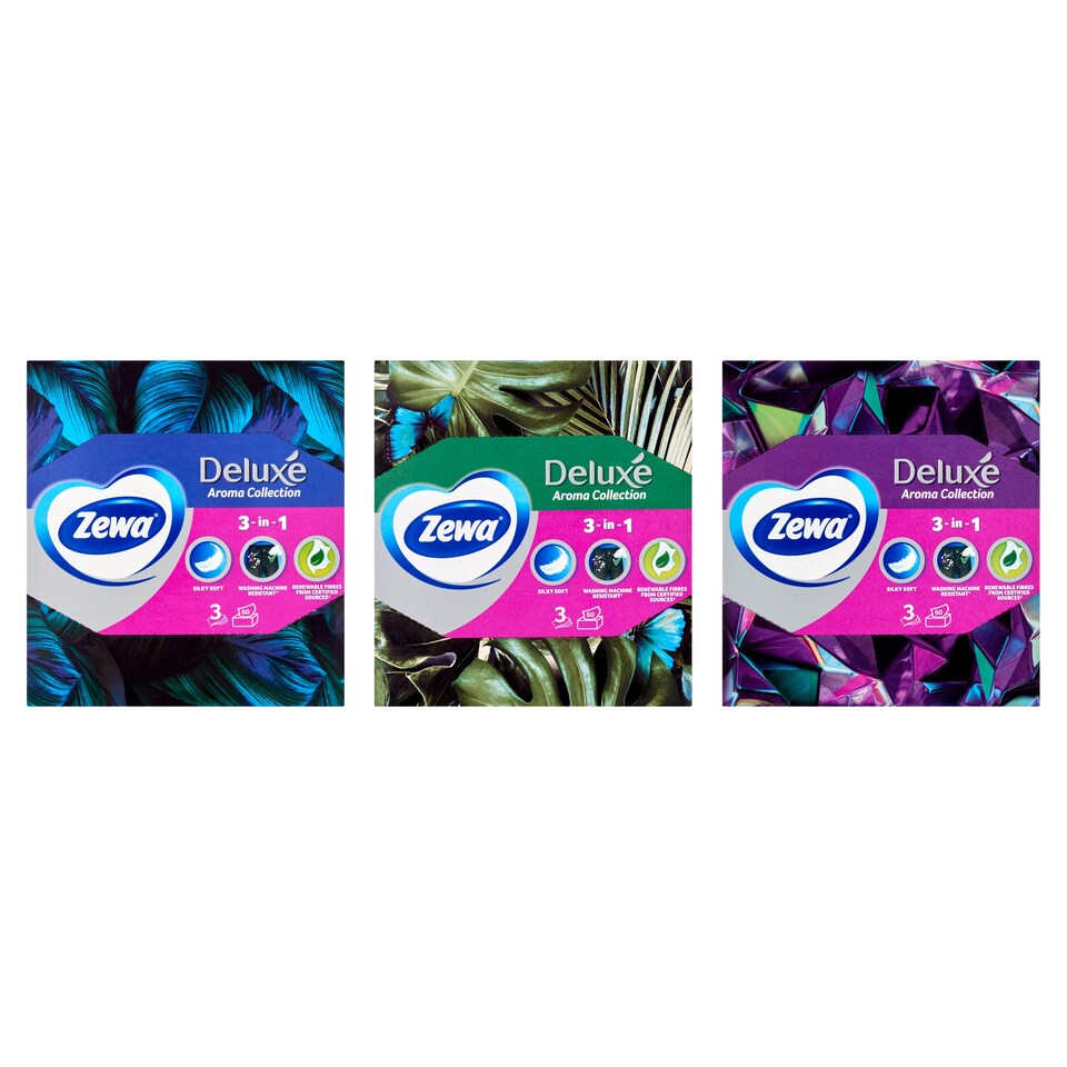 Zewa Deluxe Aroma Collection dobozos illatosított papír zsebkendő 3 rétegű 60 db  1. kép