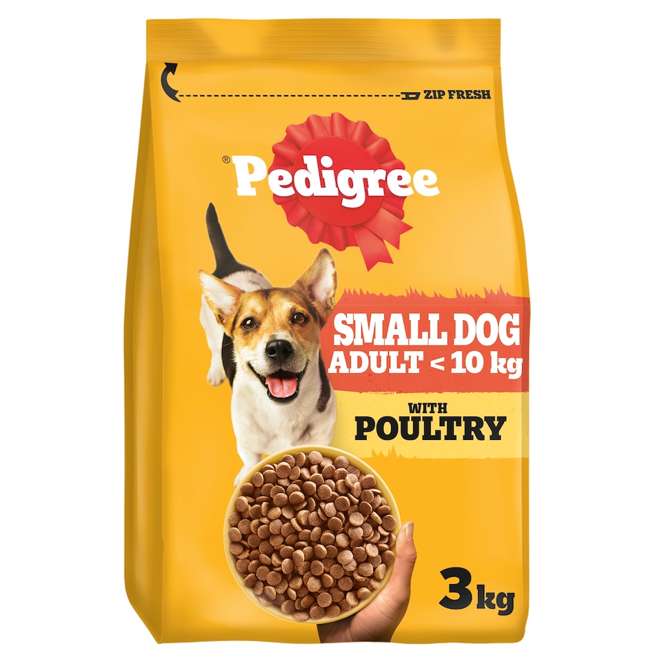 image 1 of PEDIGREE Small Dog Complete Dry Food with Poultry & Veg 3kg 