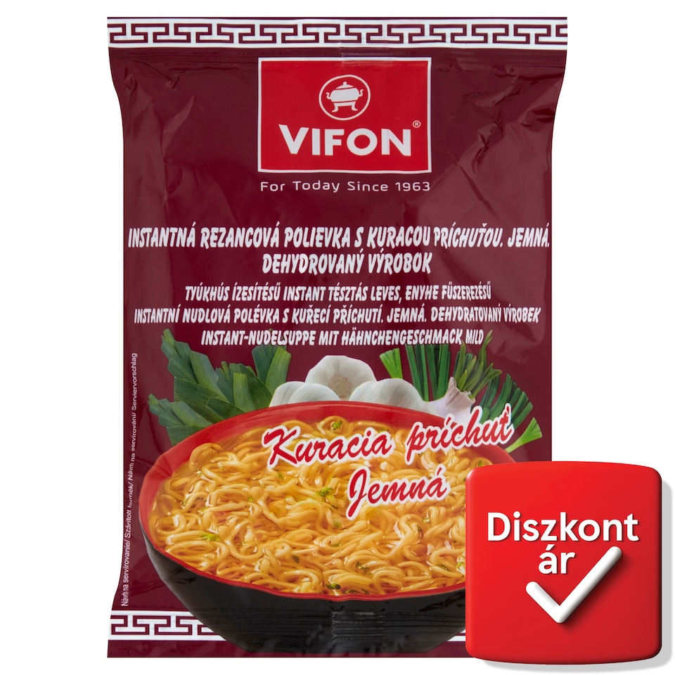 Vifon tyúkhús ízesítésű instant tésztás leves, enyhe fűszerezésű 60 g