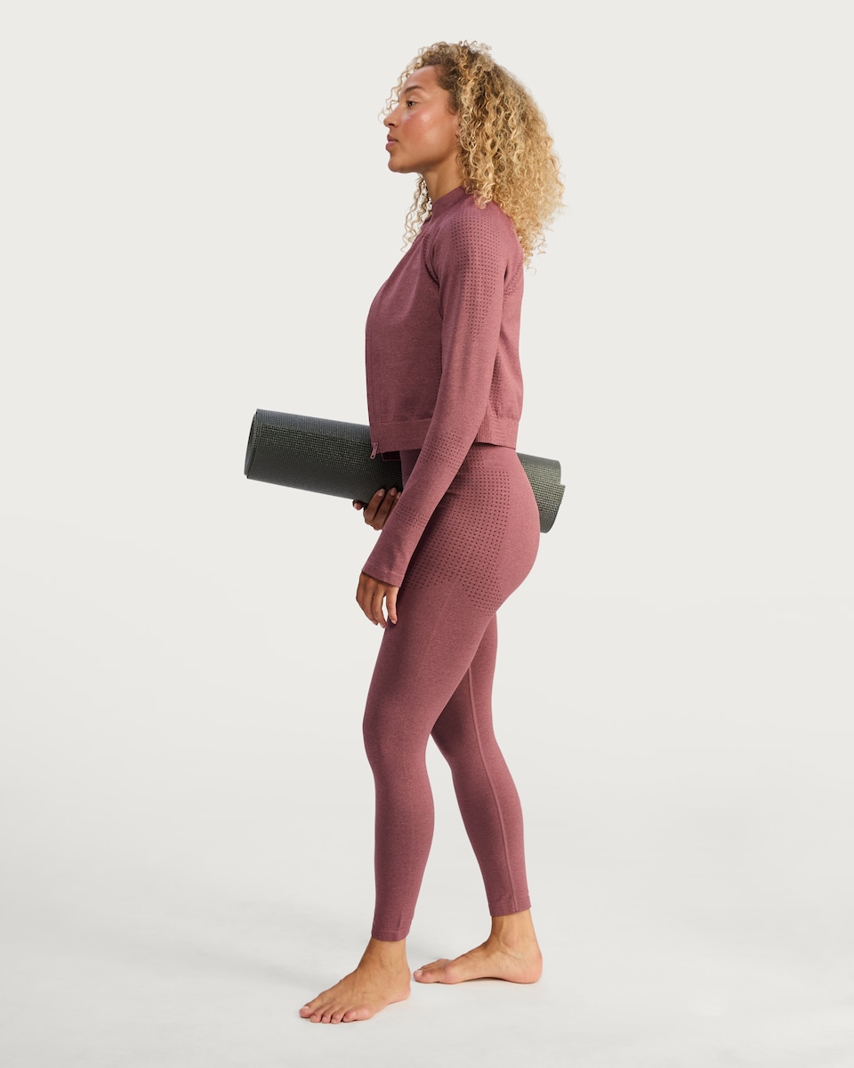 image 1 of F&F Active Seamfree Zip Up Sports Jacket in Berry