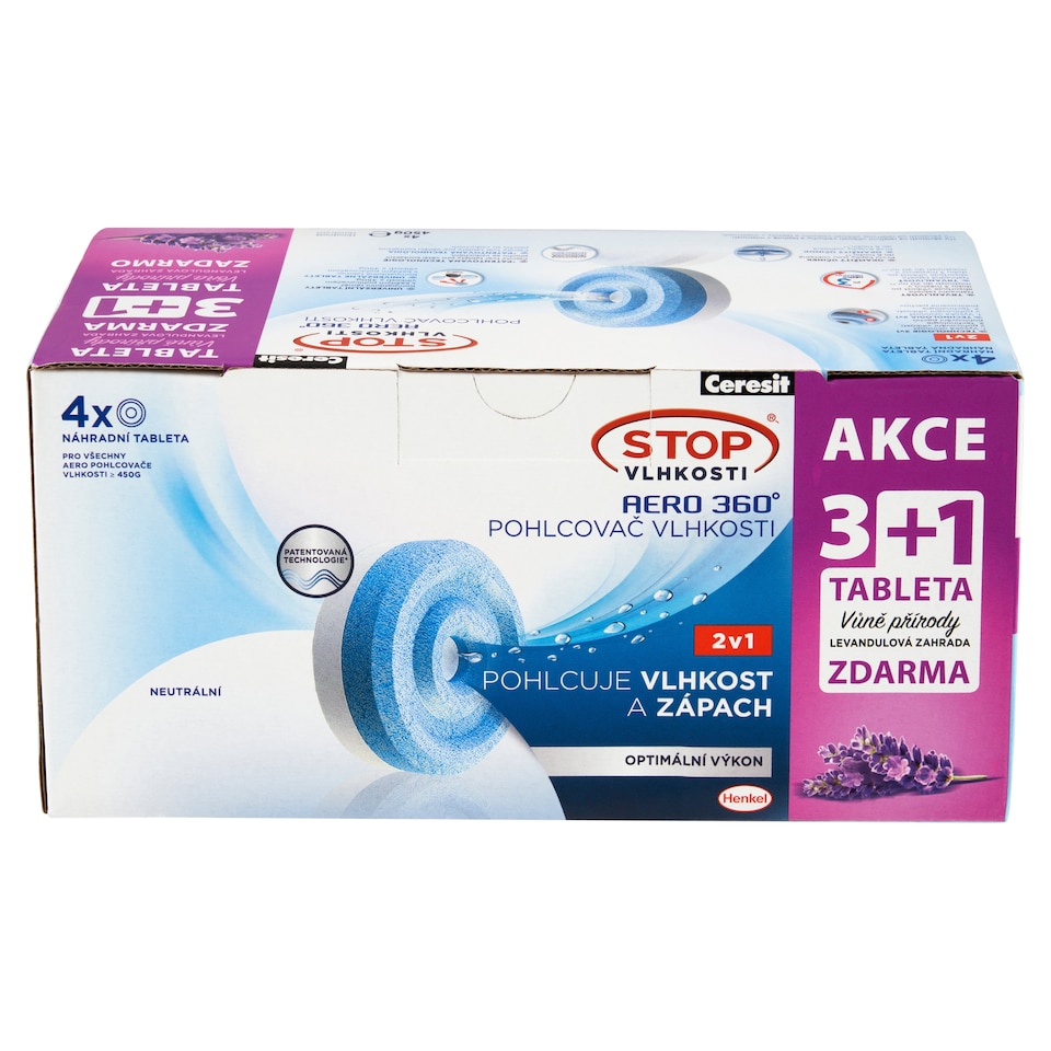obrázok 1 z Ceresit Stop Vlhkosti Aero 360° náhradné tablety neutrálne 4 x 450 g (1800 g)
