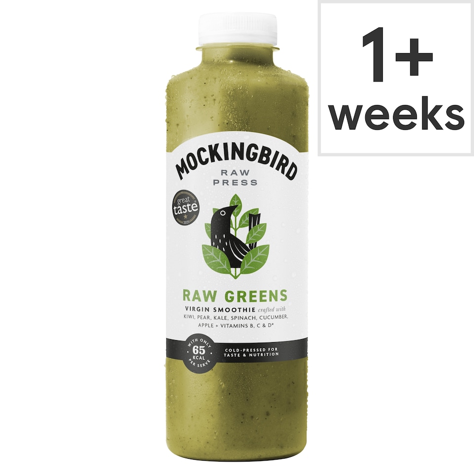 image 1 of Mockingbird Raw Greens, Kiwi, Spinach, Pear, Banana Smoothie with Vitamins 750ml