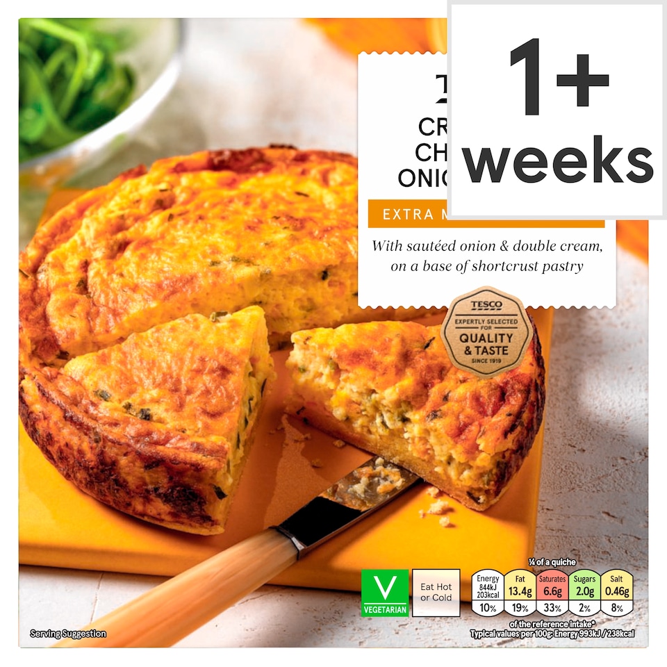 Tesco Extra Mature Cheddar & Onion Crustless Quiche 340g