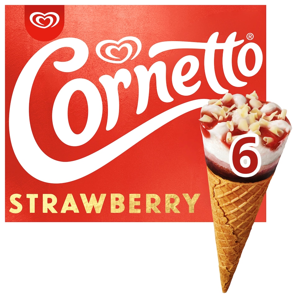 image 1 of Cornetto Strawberry Ice Cream Cones 6x90ml
