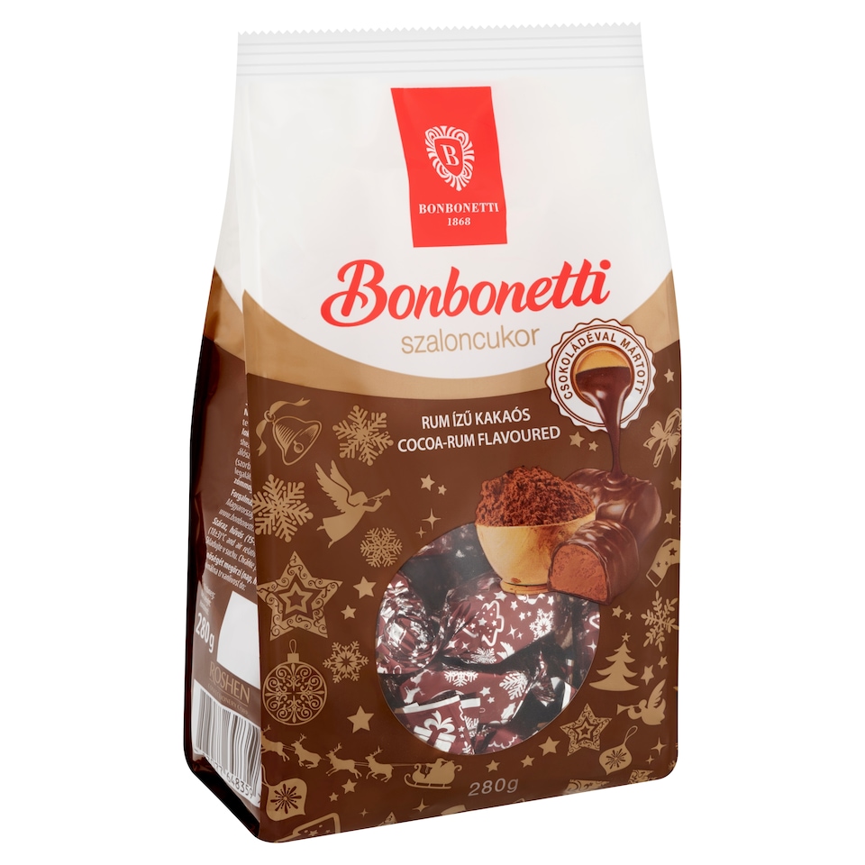 Bonbonetti étcsokoládéval mártott rum ízű kakaós szaloncukor 280 g