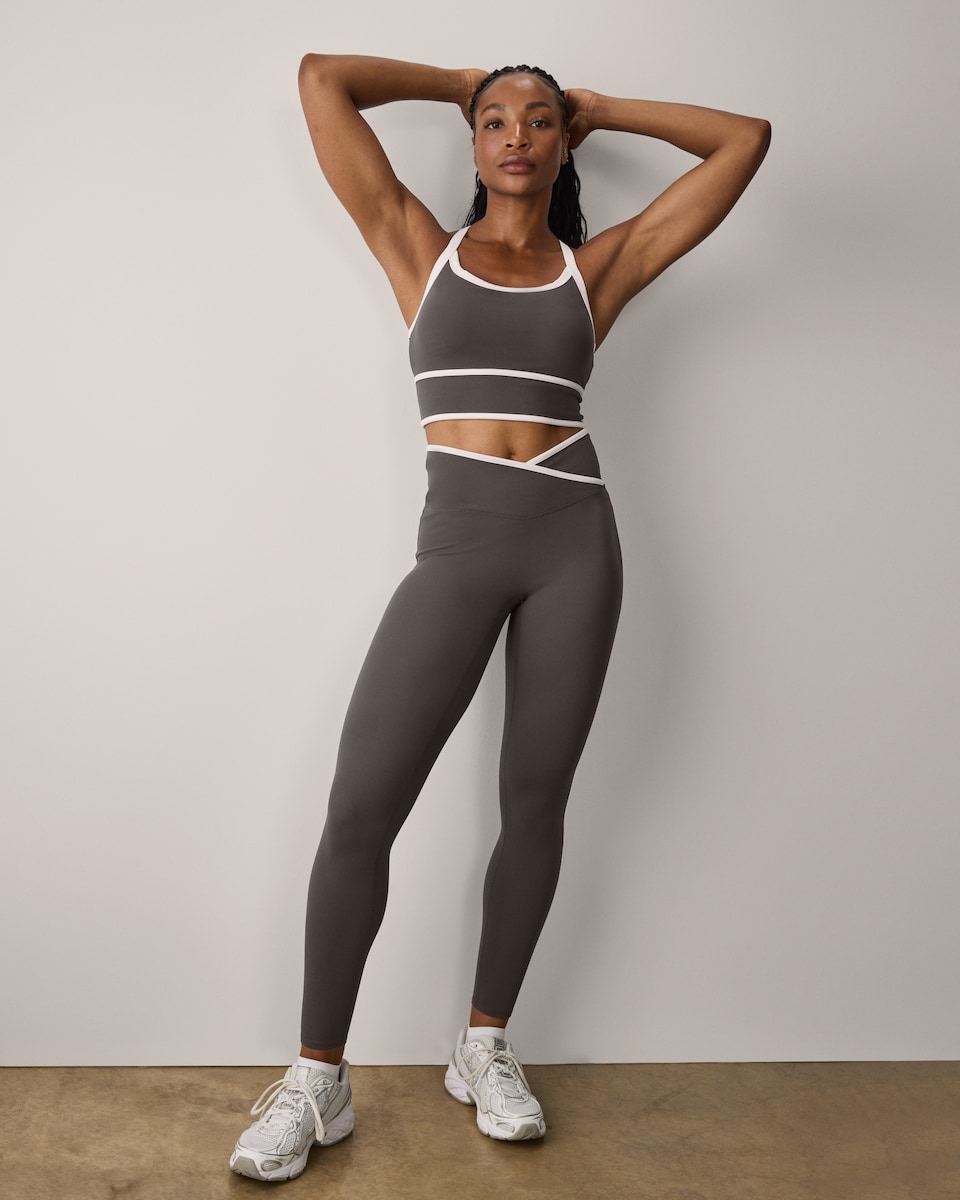 image 1 of F&F Active ULTRSTRETCH Contrast Cropped Vest in Grey