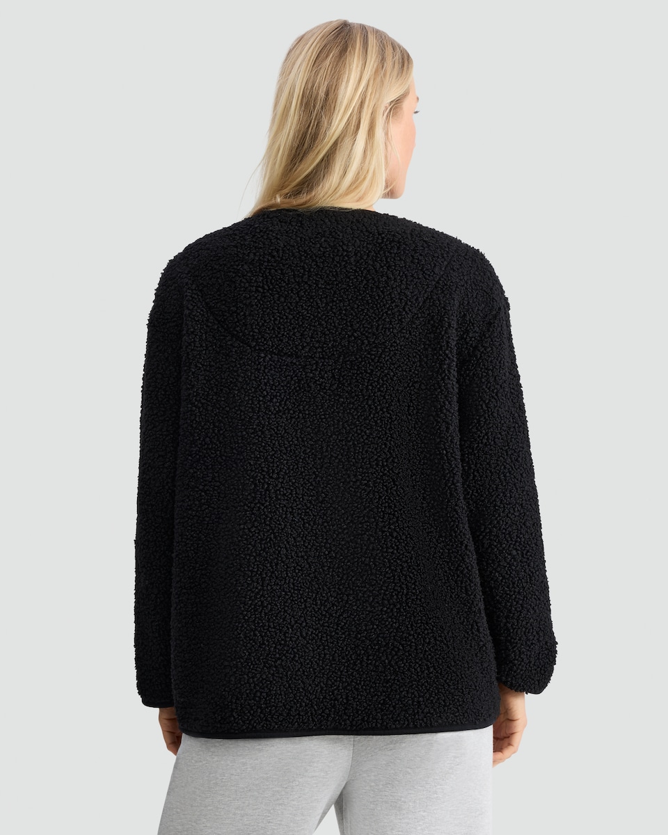 image 1 of F&F Fleece Button Up Pyjama Cardigan in Black