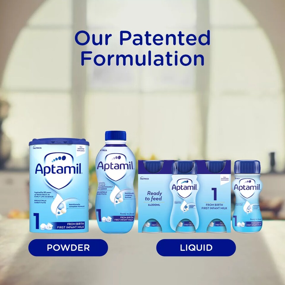 image 1 of Aptamil 1 First Infant Baby Milk Formula Liquid Ready to Feed from Birth 1L