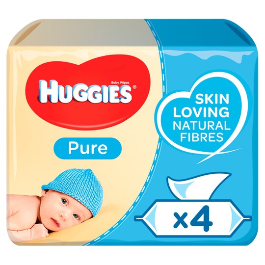 Huggies Pure Baby Wipes 4 Pack 224 Wipes Tesco Groceries