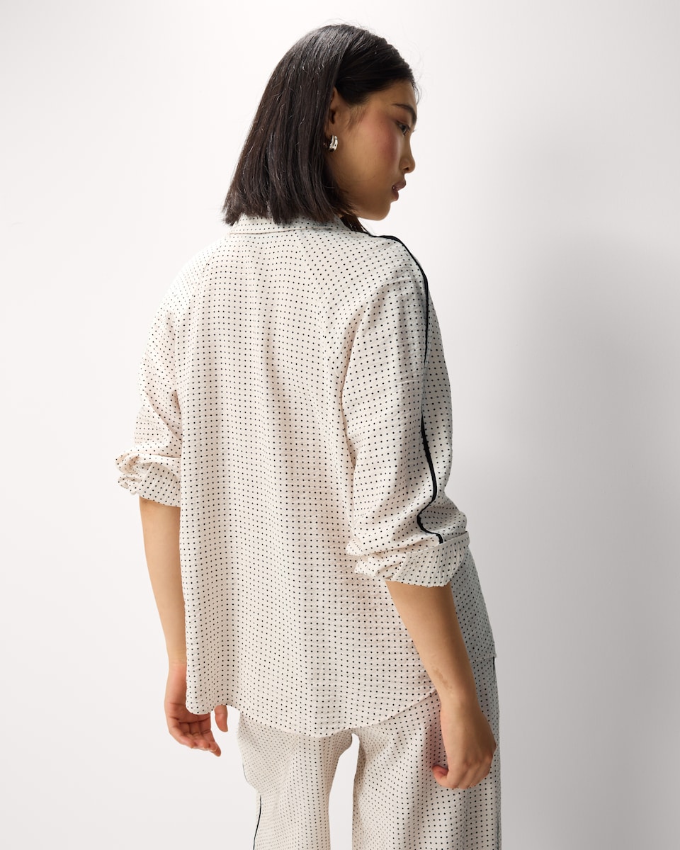 image 1 of F&F Polka Dot Co-ord Shirt in Cream