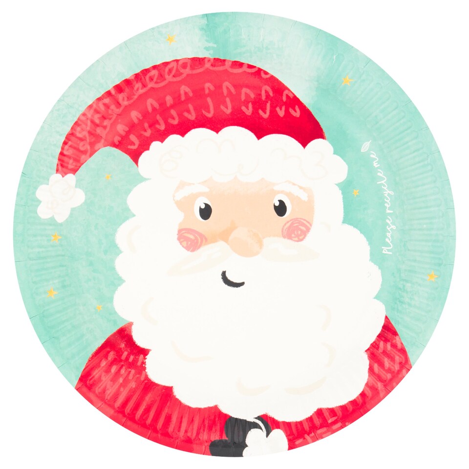 Tesco Christmas Santa Rudy Plate 23Cm 10 Pack Tesco Groceries